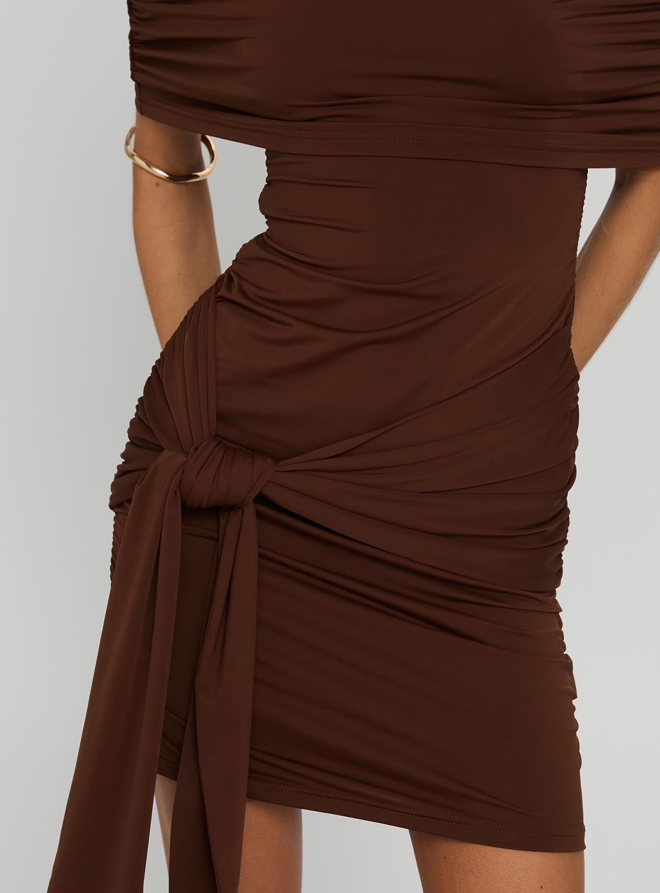 Island Girl Tie Skirt Mini Dress Brown