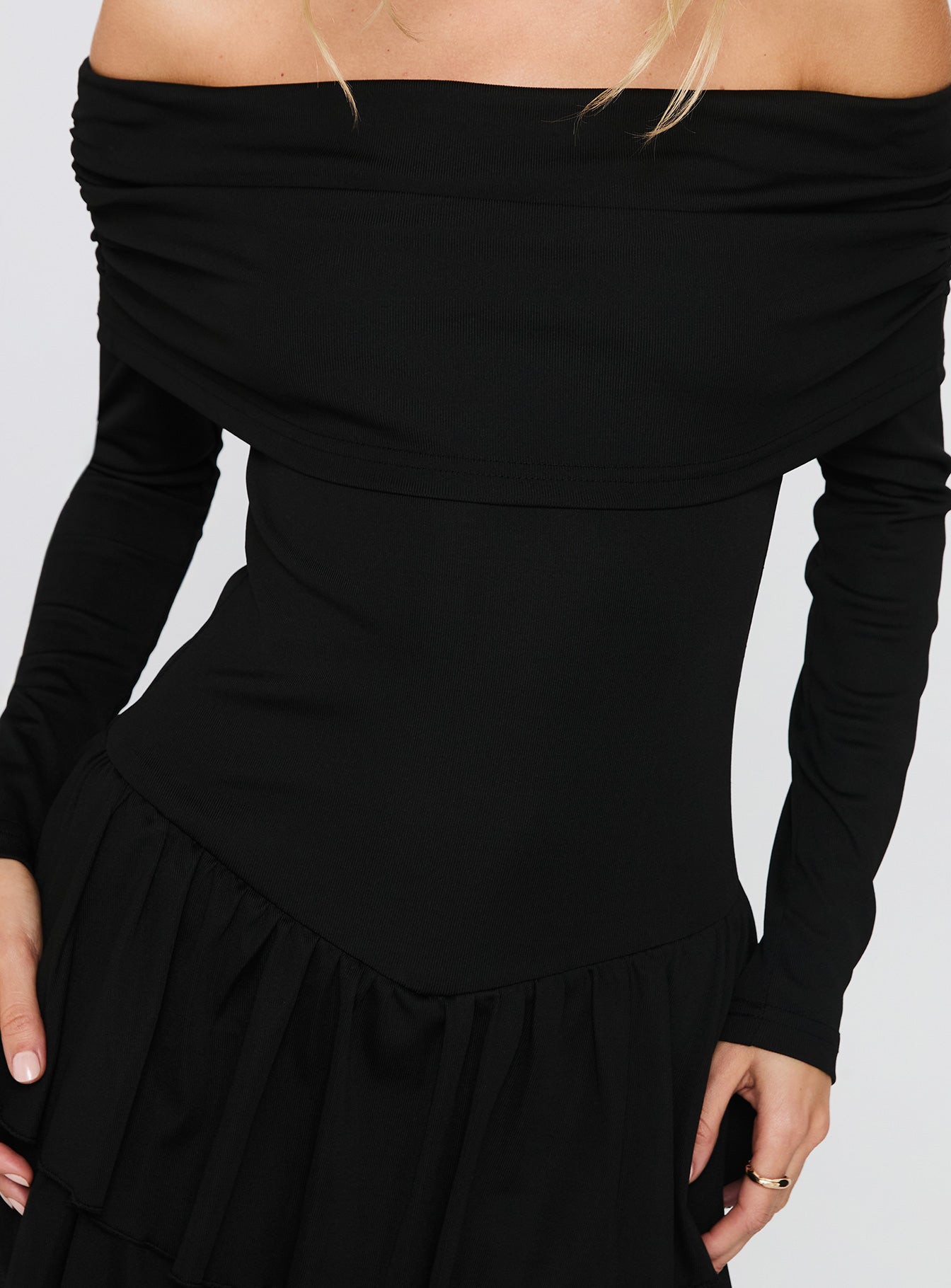 Wispy Off Shoulder Playsuit Black