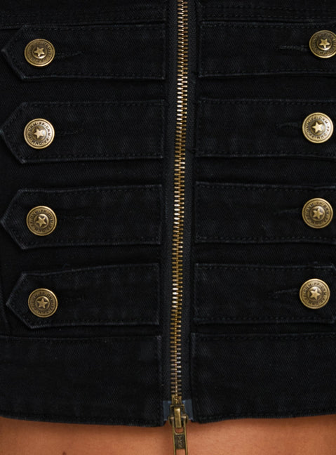 Stage Left Cropped Military Jacket Black