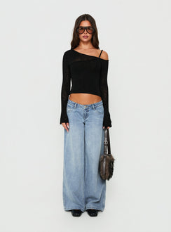 Picco Ultra Low Rise Wide Leg Jeans Light Blue Wash