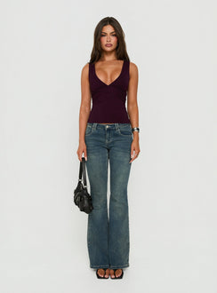 Madelon Sleeveless Wrap Top Plum
