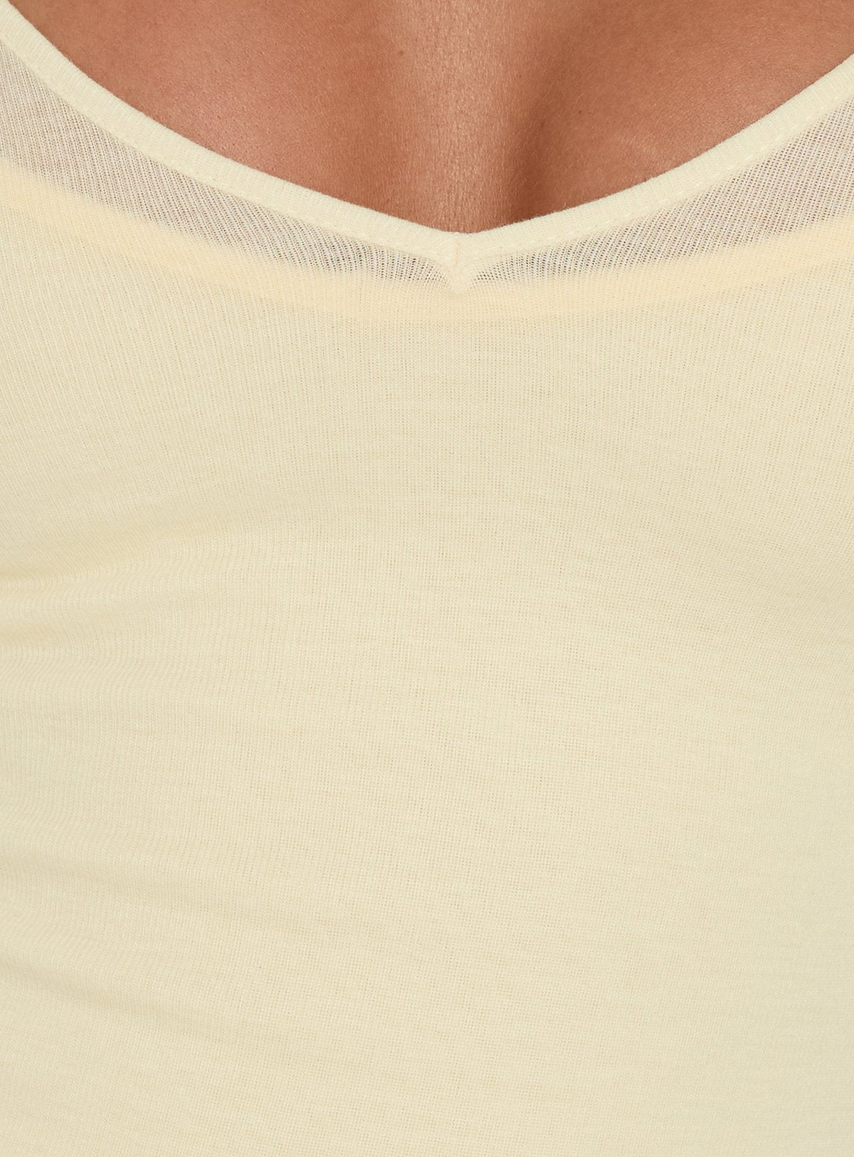 Kaiyah Sheer V Neck Long Sleeve Top Yellow