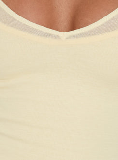 Kaiyah Sheer V Neck Long Sleeve Top Yellow