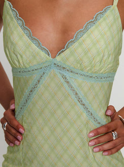 Leabella Maxi Dress Green Check