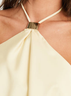 Lisada Halter Asymmetrical Top Lemon