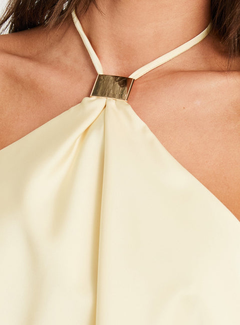 Lisada Halter Asymmetrical Top Lemon