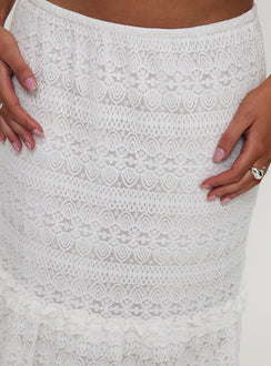 Buttacupe Lace Maxi Skirt White