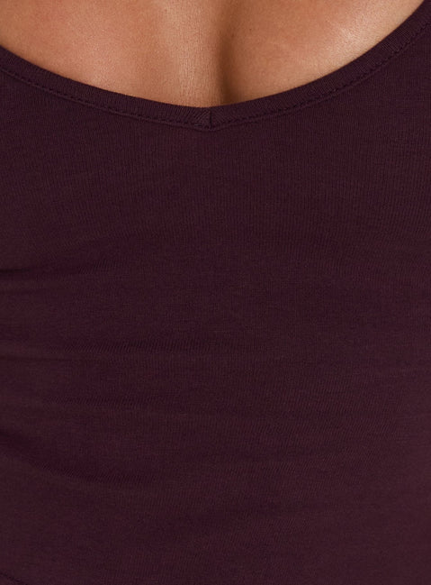Cecilly Trim Racerback Top Plum