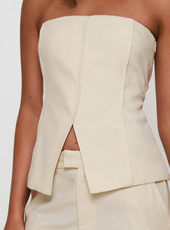 Lavish Living Strapless Top Cream Petite