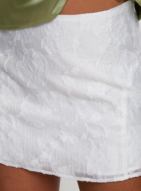 Breathless Embroidered Mini Skirt White