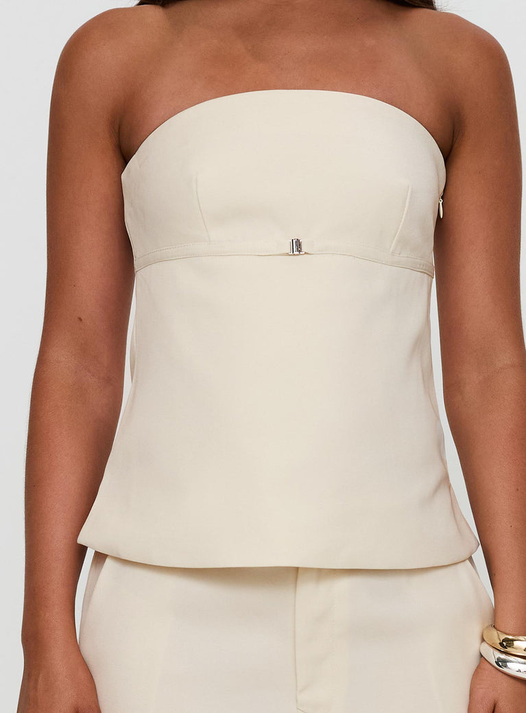 Cream Strapless Bubble Top