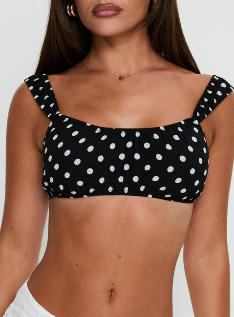 Perfect Timing Micro Crop Top Black Polka