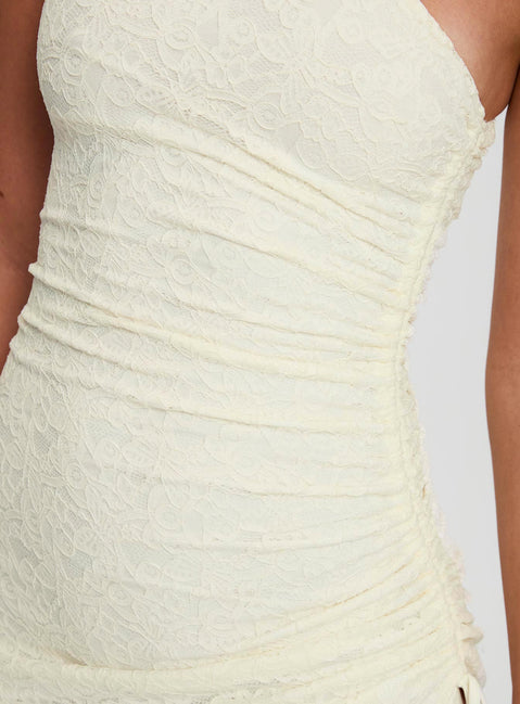 Be The One Asymmetrical Ruched Mini Dress White