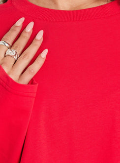 Settle Down Long Sleeve Top Red