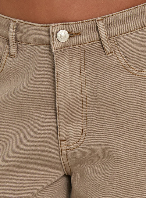 Maryjo Mid Rise Super Baggy Jeans Washed Brown