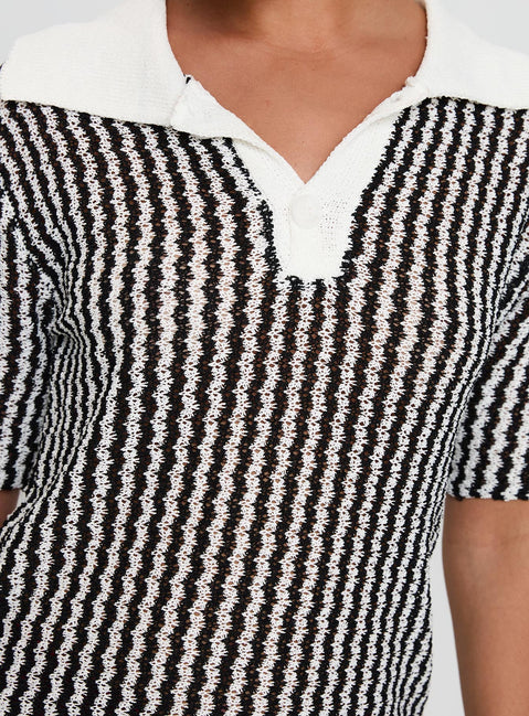 Tristar Collared Top Black