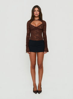 Giallo Long Sleeve Bodysuit Brown