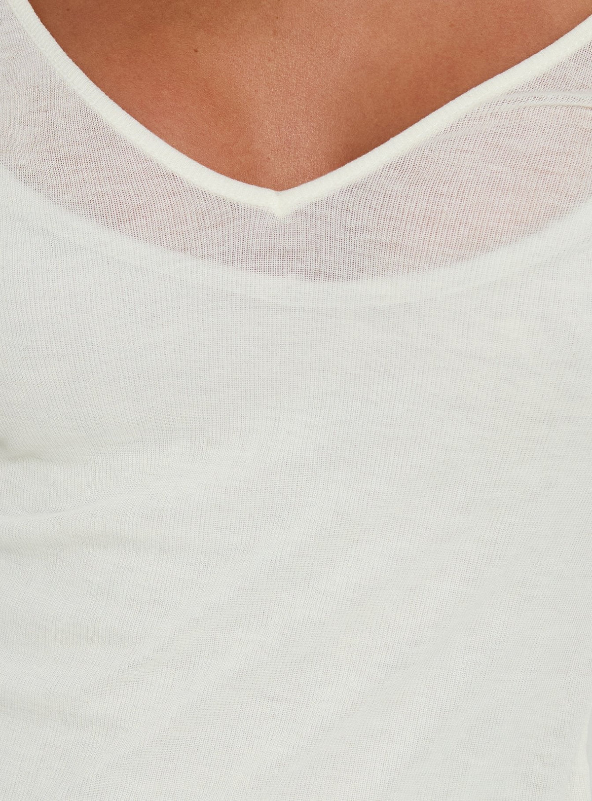 Kaiyah Sheer V Neck Long Sleeve Top White