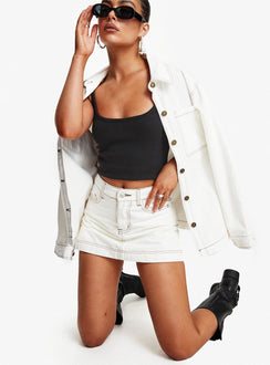 Katlynne Denim Mini Skort White Tall