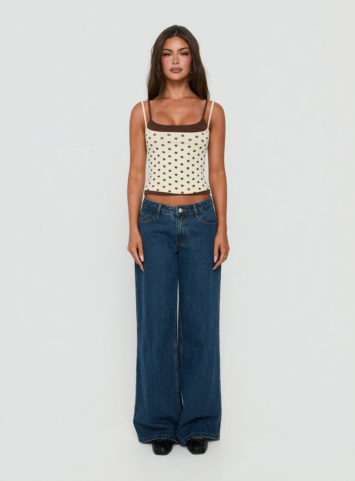 Maeka Layered Jersey Tank Top Yellow / Polka Dot