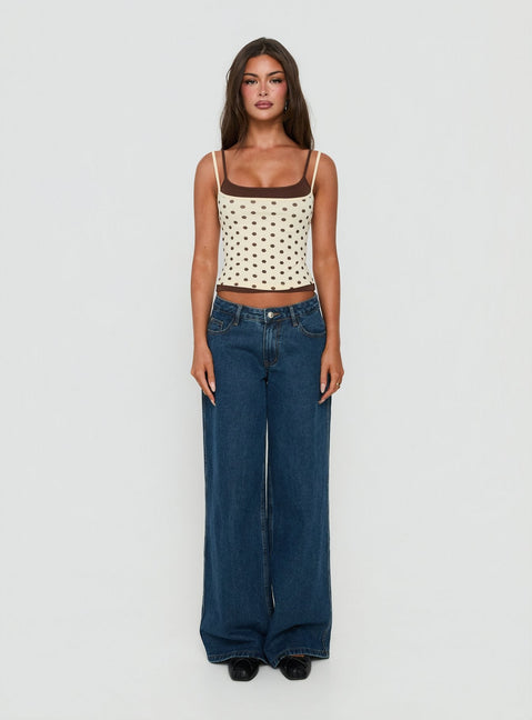 Maeka Layered Jersey Tank Top Yellow / Polka Dot