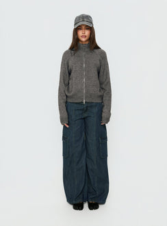 Kaylei Zip Through Cardigan Charcoal