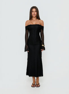 Perdita Long Sleeve Lace Maxi Dress Black