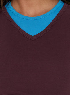 Briellah Layered 3/4 Sleeve Top Plum / Blue