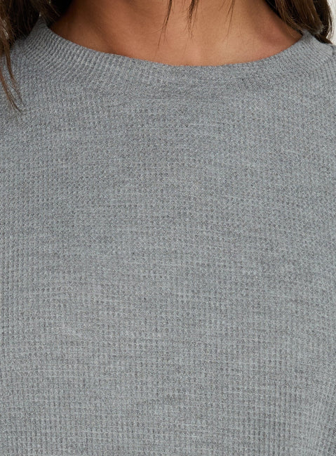 Arlla Waffle Jersey Long Sleeve Top Grey