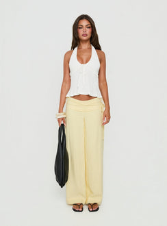 Silver Moon Linen Blend Tie Pants Lemon