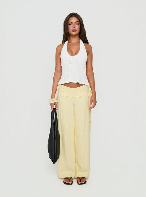 Silver Moon Linen Blend Tie Pants Lemon