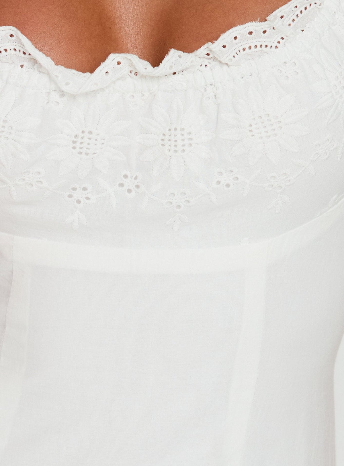 Marloww Broderie Detail Romper White