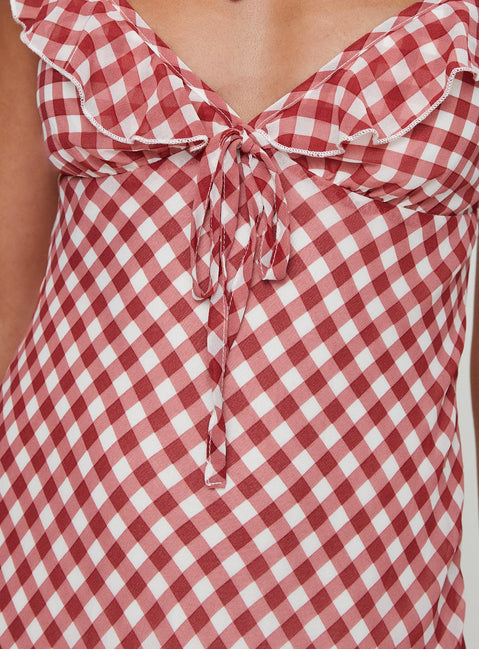 Marseilla Mini Dress Red Check