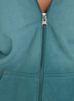 AT Zip Through Oversized Hoodie Washed Teal