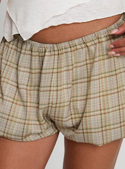 Kordelia Bubble Hem Shorts Green Check