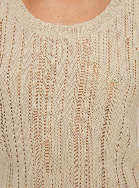 Wategoes Knit Top Beige