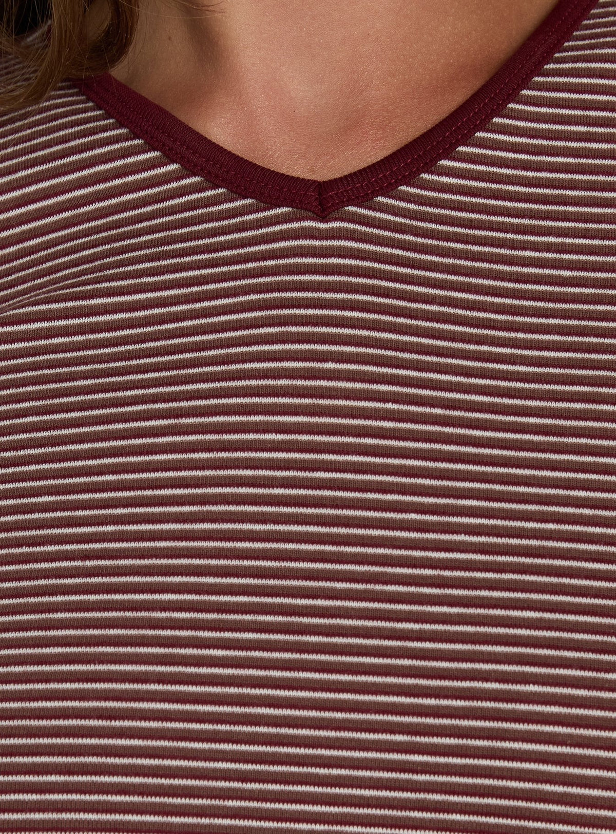 Charlaya V Neck 3/4 Sleeve Top Red Stripe