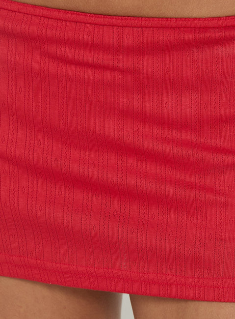 Kizuri Pointelle Low Rise Mini Skort Red