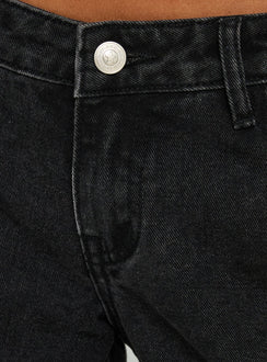 Picco Ultra Low Rise Wide Leg Jeans Washed Black