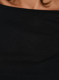 Long Weekends Semi-Sheer Long Sleeve Top Black
