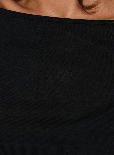 Long Weekends Semi-Sheer Long Sleeve Top Black