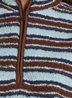Quinee Polar Fleece Jumper Brown / Blue Multi