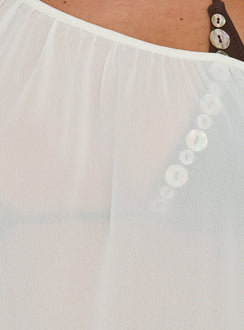 Sidra Off Shoulder Sheer Top Cream