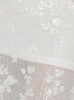 Heart Stealer Sheer Sequin Midi Skirt White