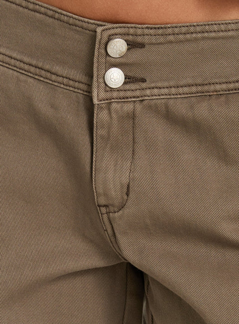 Kellenna Straight Leg Low Rise Cargo Pants Khaki