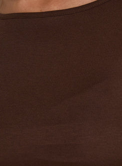 Long Weekends Semi-Sheer Long Sleeve Top Brown