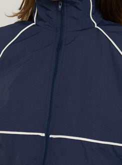 Shayyla Funnel Neck Windbreaker Jacket Navy / White