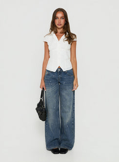 Ellanor Low Rise Paint Straight Leg Jean Vintage Mid Blue