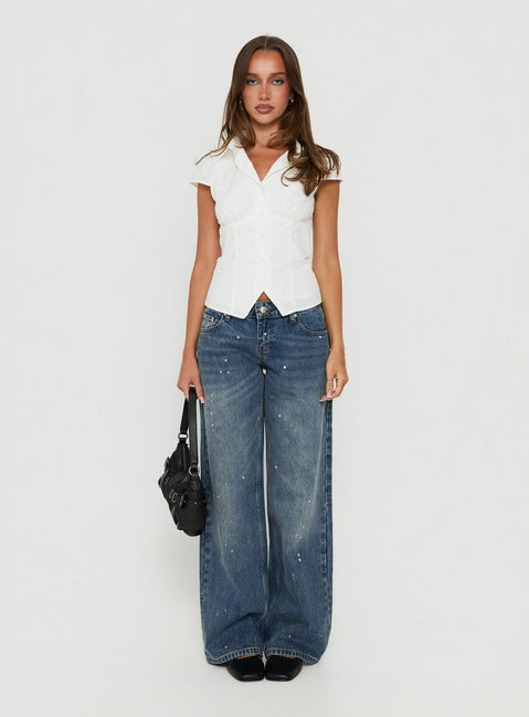 Ellanor Low Rise Paint Straight Leg Jean Vintage Mid Blue
