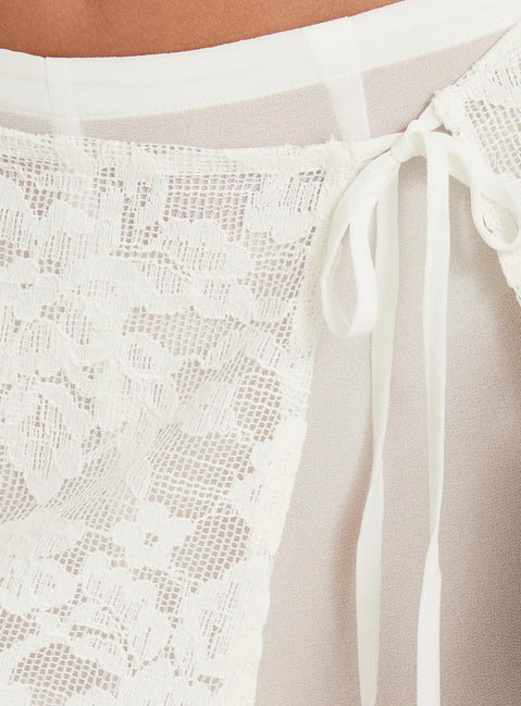 Claudie Layered Lace Straight Leg Pants White